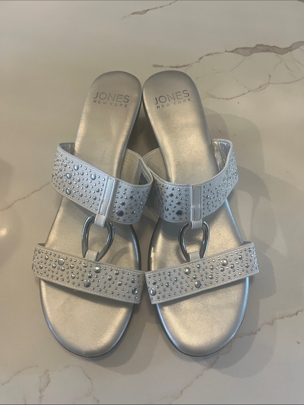 Jones New York Silver Studded Slip-On Mules